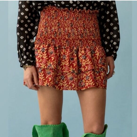 NEW Alix of Bohemia Maria Carnelian Ruffle Skirt XS - Picture 1 of 9